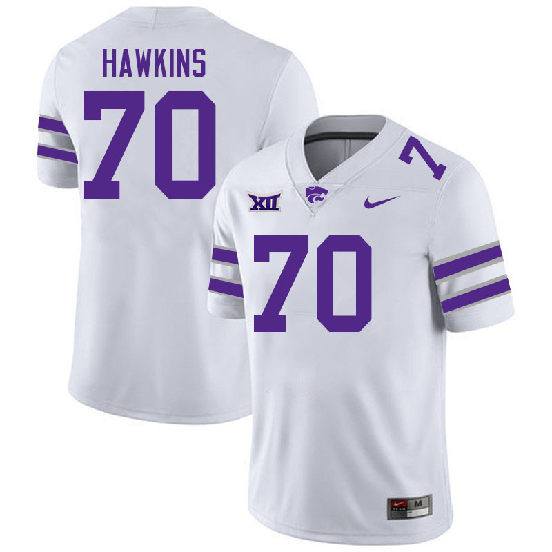 Kansas State Wildcats #70 Gus Hawkins College Football Jerseys Stitched-White